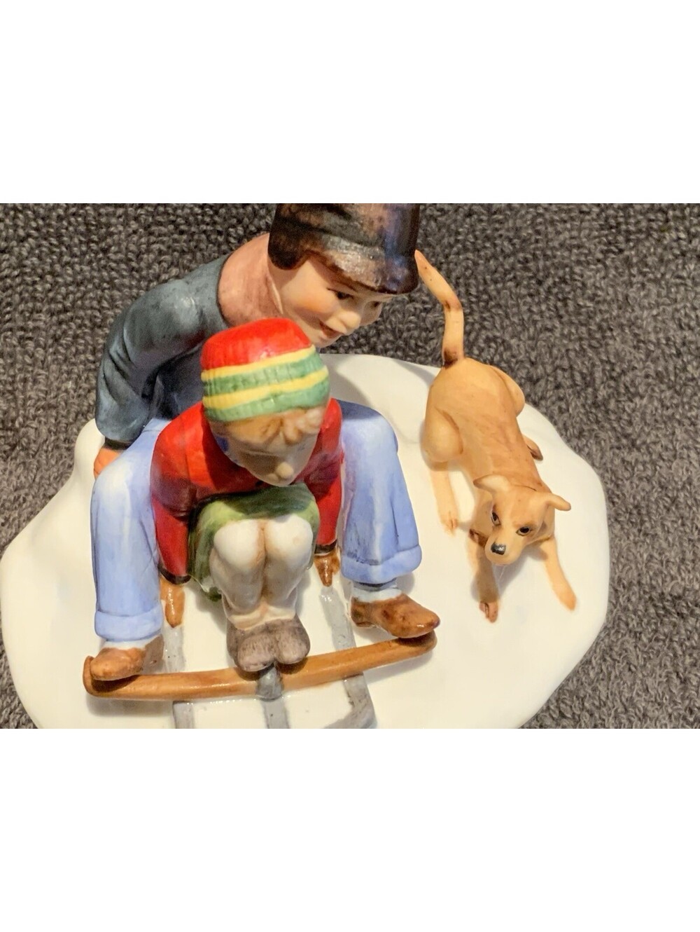 Vintage 1980’s Gorham Norman Rockwell ‘Downhill Daring’ Porcelain Figurine